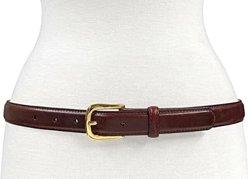 Genuine Full-Grain Cowhide Leather Dress Belt Solid Brass Gold Buckle 1-3/8'' or 1" Wide - Image 2