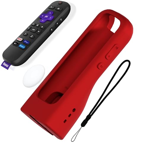 Image of GripStand by 73&Sunny Silicone Remote Cover for Roku Voice, Stand Up Design, Enhanced Grip, Compatible with TV Streaming Stick Plus 2025 4K /HD /HDR, Fits AirTag & Tile Mate, Fiery Red