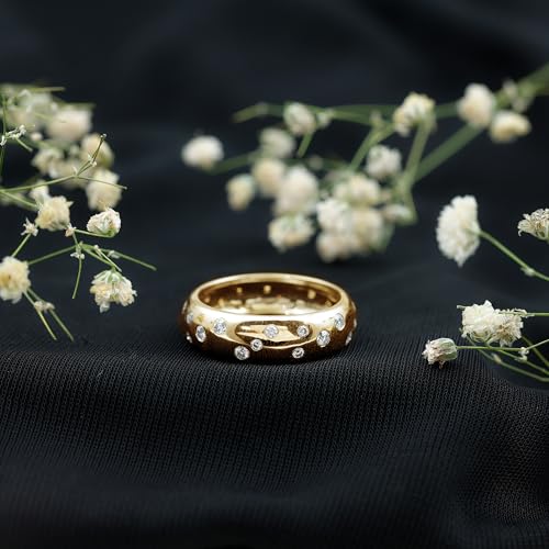 Moissanite Scatter Wedding Band for Women, Gemstone Anniversary Ring2