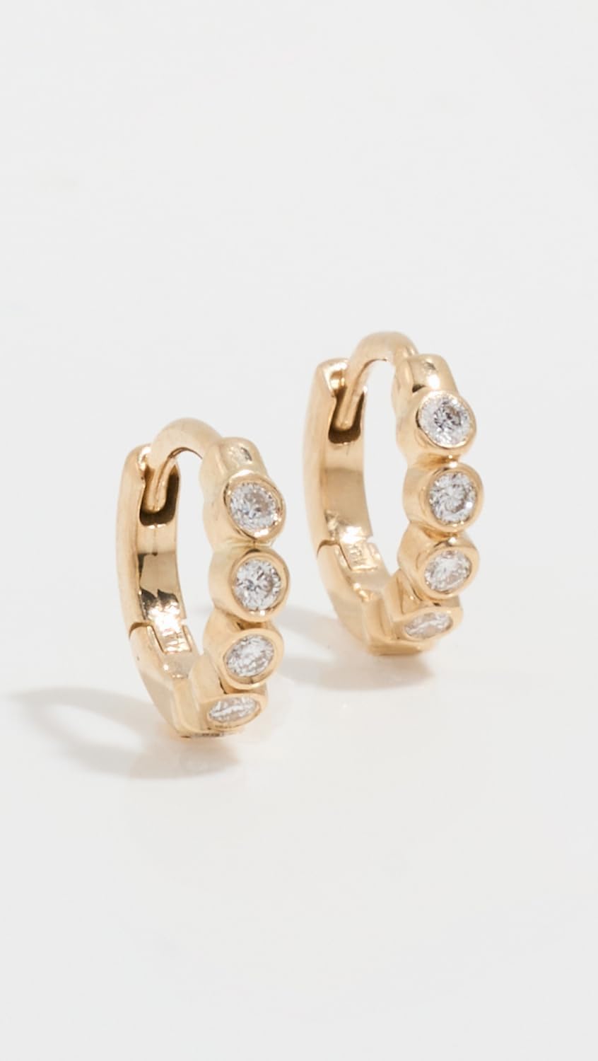 Zoe Chicco Women's 14k Gold Hinged Huggie Hoops - Image 2