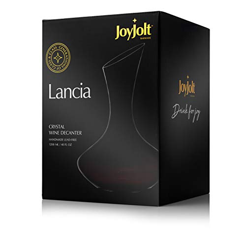 Joyjolt JC102104 Lancia Wine Decanter Crystal Wine Aerator Handmade Base Glass Pitcher Ultra Elegant Design Easy Pour Slanted Spout thumb #4