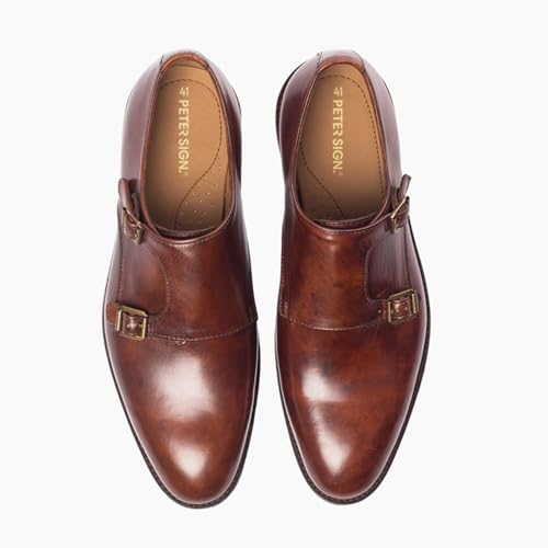 Men's Dress Shoes | Genuine Leather Double Monkstrap Plain Toe Design Slip On Closure Shoes for Men2