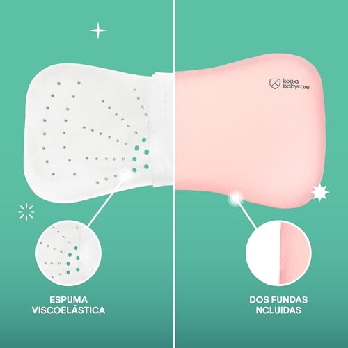 Miniatura 4 de Koala Babycare Almohada Para Bebés Hasta Los 36 Meses Para Ayudar A Prevenir Y Tratar La Plagiocefalia,De Funda Extraíble Con Dos Fundas , Hecha De Memory Foam, Espuma Viscoelastica - Rosa