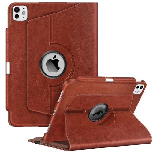 Image of Fintie Rotating Case for iPad Pro 11-inch (M5) 2025 / (M4) 2024 - [Built-in Pencil Holder] 360 Degree Swiveling Smart Stand Protective Cover, Auto Sleep /Wake, Vintage Brown