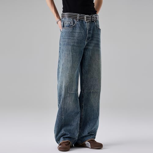 Custom Soft Fabric Mens Jeans Simple Solid Color Wide Leg Pants2