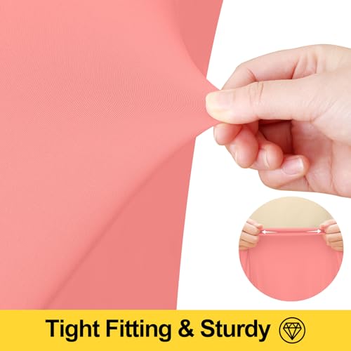 Image of Smiry Spandex Elastic Fitted Table Cloth Skirt for 4FT Rectangle Table | Stretch Washable Table Cloth, Banquet Table Cover for Wedding, Party, Indoor & Trade Shows, (Coral Red, 48Lx30Wx30H)