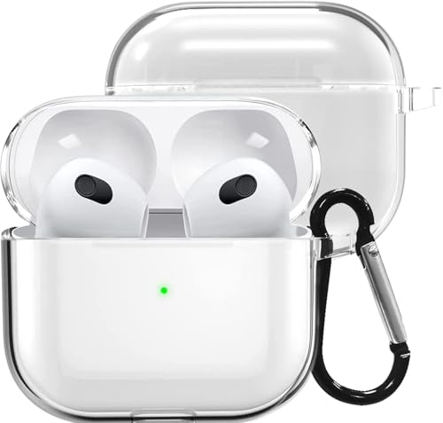 Image of Compatible with Airpods 4 (2024) Pouch Case Cover, Soft Silicone Case Cover with Key-Chain, 360 for Airpods 4 Gen Full Protective Pouch Case (Transparent)