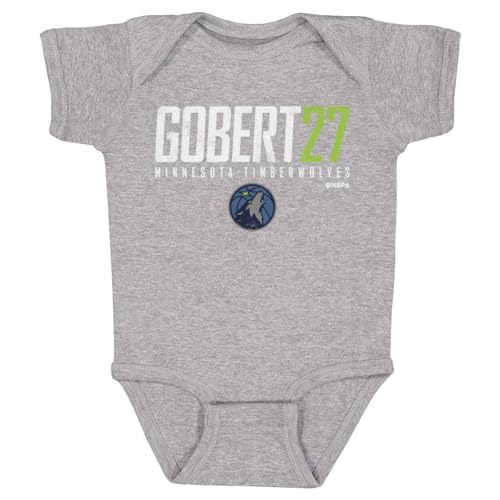 500 LEVEL Rudy Gobert Minnesota Timberwolves One-Piece Infant Bodysuit - Rudy Gobert Minnesota Timberwolves Elite WHT (Heather Gray, 6M)