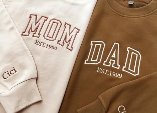Custom Mom/Dad Embroidered Crewneck Sweatshirt, Pregnancy Announcement, Daddy Mommy, Mother's day, Father's Day3