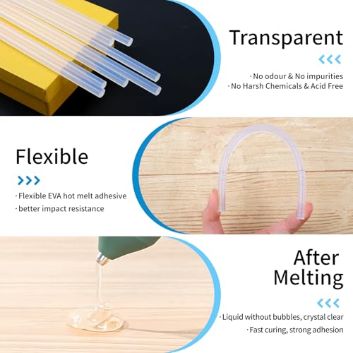 Phinus 48 Pack Mini Hot Glue Sticks, 8" Long x 0.27" Diameter Clear Glue Sticks for Glue Gun, EVA Clear Glue Gun Sticks, Hot Glue Gun Sticks for DIY Craft Sticky Projects & More - Image 3