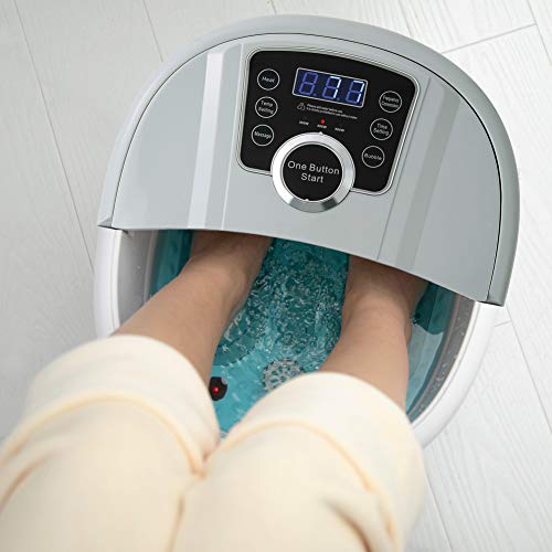 Foot Spa Bath Massager with Heat and Automatic Massage Foot Pedicure Spa Machine Athletes Foot Bubble Soak Tub,Digital Adjustable Temperature Control Gray