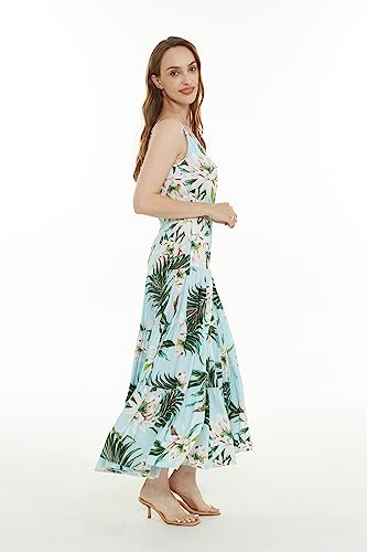 Image of Wispy Cereus Light Blue Family Matching Hawaiian Clothes | Family Matching Outfits • Soft Rayon Fabric • Tropical Floral Print • Vacation Ready • Luau Party Wear