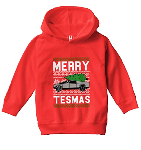 Haase Unlimited Merry Tesmas - Cybertruck Futuristic Car Toddler/Youth Fleece Hoodie2