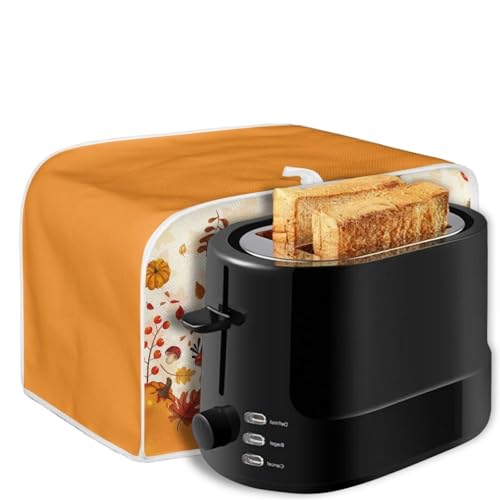 Image of 2 Slice Toaster Dust Cover with Top Hook, Kitchen Small Appliance Bread Toaster Oven Dustproof Cover, Thanksgiving Day Gnome Maple Leaf
