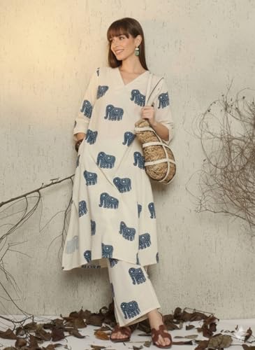 Robe kurta en viscose de qualité supérieure à motif éléphant traditionnel - 4
