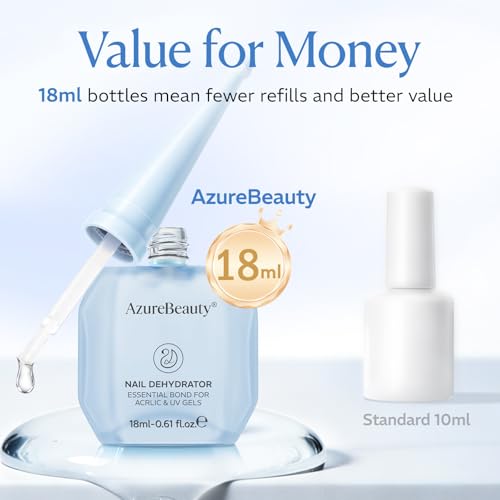 Image of AZUREBEAUTY 18ml Nail Dehydrator and Primer, Acid-Free Nail Prep Kit | Hema-Free No Lifting Bond for Gel Polish & Acrylic, Quick Dry Professional Natural Nail Primer for Long Lasting Manicure