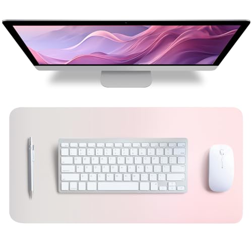 dusaniyali Schreibtischunterlage Leder, Schreibtischunterlage Mädchen Mauspad Büropad Rosa Groß 80X40cm Schreibtischunterlage Abwischbar PU-Leder Rutschfest für Büro Home-Office(Rosa)