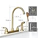 FROPO Gold Kitchen Faucet with Side Sprayer - 2 Handles 8 Inches Centerset Sink Faucets 3 or 4 Hole RV Kitchen Sink Faucet Commercial Lead-Free Utility Faucet with High Pressure Sprayer & Water Hose