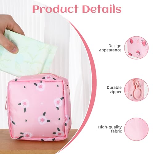 Image of 4Pcs Sanitary Napkin Storage Bag, Portable Period Bag for Teen Girls Woman, Pad Pouch Tampon for Purse, Reusable Zipper Period Pouches for Teen School Office Travel Feminine Care Organizer, Cute