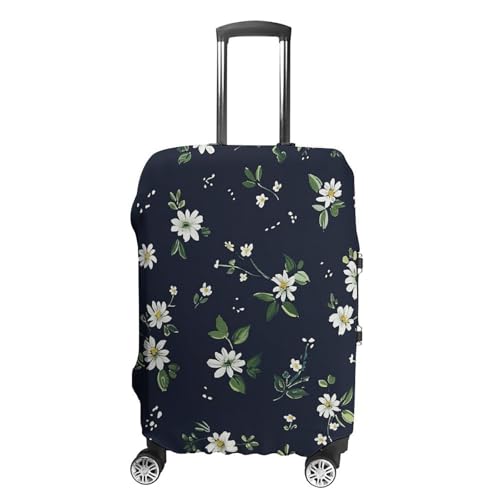 Travel Luggage Cover Spandex Suitcase Protector Washable Baggage Covers Daisy Repeating Pattern Elastic Scratch-Resistant Luggage Cover Protector Fits 18-32 Inch Luggage