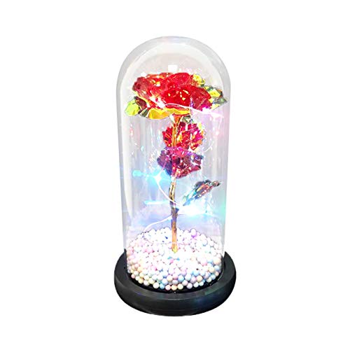 Flor de Hoja Dorada Rosa Artificial Brillante con Luz LED, Muy Adecuada...