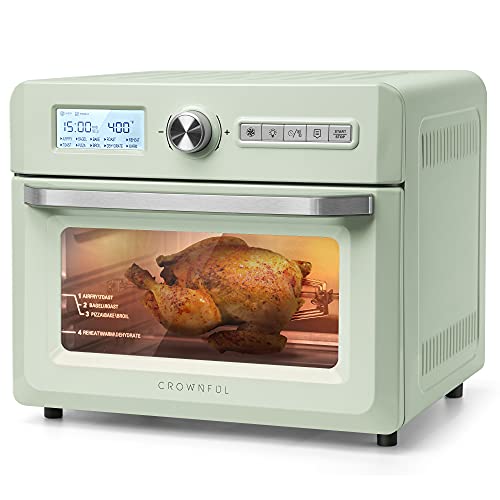CROWNFUL 19 Quart/18L Air Fryer Toaster Oven, Convection Roaster with Rotisserie & Dehydrator