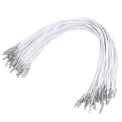 Ymapinc Lot de 50 sangles élastiques en corde avec extrémités en métal de 30 cm pour chapeau, masque, extension blanche pour fête, bricolage, masque, reliure de livres