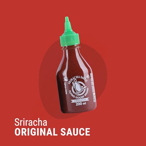 Flying Goose Sriracha Sauce Bundle 5er Set (5×200ml) – Original, Super Hot, Blackout (Vegan), Hot & Sweet und Extra Garlic – Authentische Thai Chili-Saucen, feurig scharf – Ideal als Dip und Würze