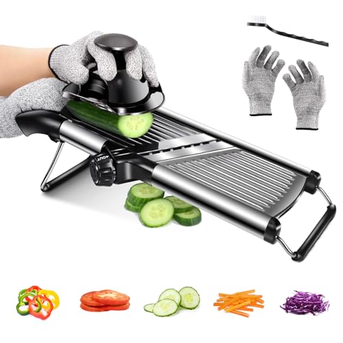 Masthome Mandoline Cuisine, Coupe Réglable en Acier Inoxydable, Coupe Légumes Multifonctionnelle avec Lame Tranchante, Mandoline Japonaise à Différents...