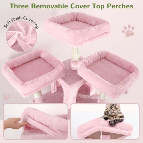 Image of Globlazer Big XL Cat Tower for Indoor Multiple Cats, F68B, Pink