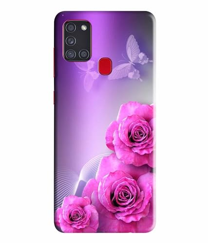 Image of Printed Hard Back Case Cover & Compatible for Samsung Galaxy A21S | Rose Flower Painting Art (Multicolor) - D1198