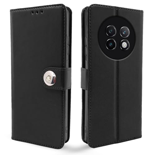 Image of Pikkme Flip Cover Leather Finish | Inside TPU with Card Pockets | Wallet Stand and Shock Proof | Complete Protection Button Flip Case for Realme 13 Plus 5G / Realme P1 Speed 5G (Black)