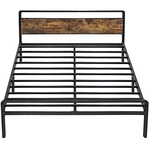 JOM Full Size Bed Frame with Headboard and Storage No Box Spring Needed Metal & Wood Platform Double Bedframe Black… by JOM - Image 2