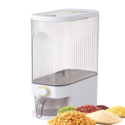 Dispensador de Arroz - Contenedor de Cereales con Vaso medidor - Dispensador de Arroz de Gran Capacidad - Contenedor de Harina de Cereales Secos para Alimentos - Dispensador de Comida para Perros y