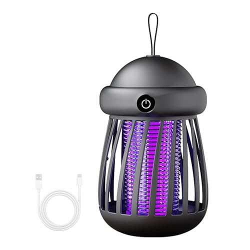 UV Lampara Antimosquitos USB,1200mAH 365nm UV Matamosquitos Mata Mosquitos Electrico Exterior,Repelente Mosquitos Electrico para Interior Jardin Exterior Niños Dormitorio Camping (Gris)