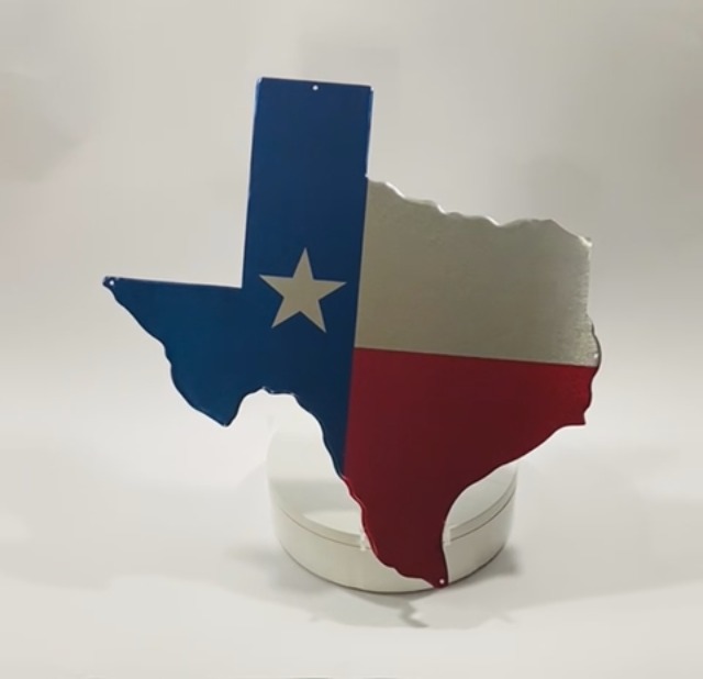 Texas Flaggen-Schild Aus Metall - 25,4 Cm, Ausgestanzt, Für Wanddekoration In Bar Oder Garage