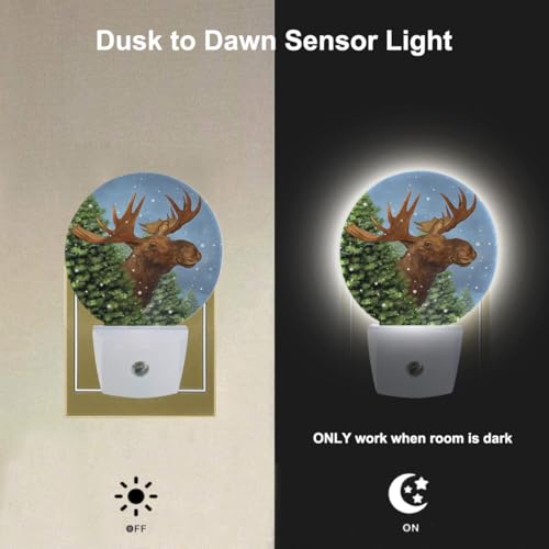 Image of EKOBLA Moose Night Light, Cute Elk Animal Night Lights Plug Into Wall for Christmas Home Decor and Holiday Gifts