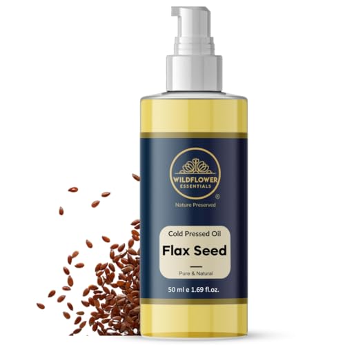 Image of Pure Flax Seed Oil (Linum usitatissimum) Cold Pressed | Pure & Natura | For Diluting Essential Oils | For Skin & Massage | Men & Women (50ml)