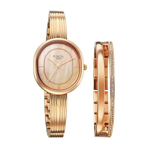 Image of Titan Raga Contempore Quartz Rose Gold Round Dial Men's Watch | Brass Solid Link Strap Material | Watches for Man | Watches for Men Analog - 2776WM01F