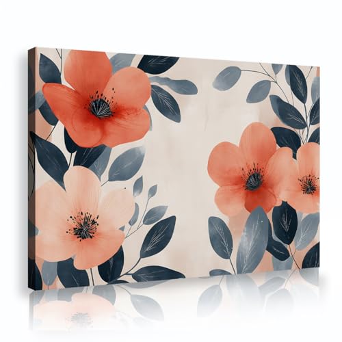 Peinture minimaliste de fleurs YUNART 55x82cm avec cadre intérieur pour décoration murale