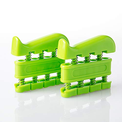 steelway 2 Pack Finger Strengthener, Hand Grip Trainer, Spring-Loaded Isolate and Exercise Each Finger, Green