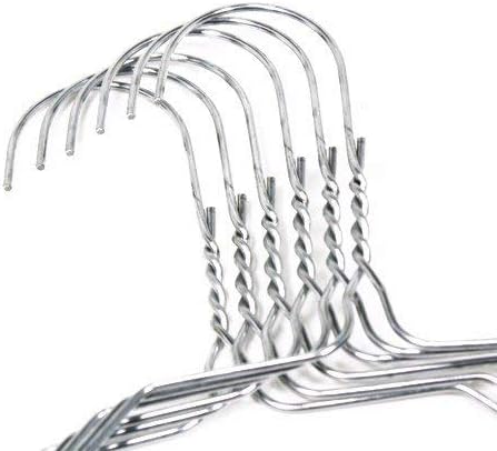 Wideskall® 16" inch Steel Metal Wire Clothes Hangers, 13 Gauge Wire, Silver (Pack of 6)
