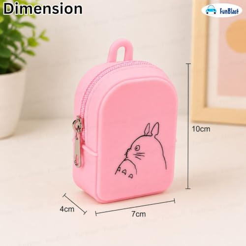 Image of FunBlast Cute Cat Shape Silicone Coin Purse for Kids & Adults - Mini Pouch for Coins, Earphones, Keys & Small Essentials, Aesthetic Pouches for Girls & Women - 12 X 9.5 X 3 Cm (Cat-Pink)
