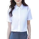 [Hotouch] シャツ レディース 半袖 ワイシャツ 事務服 カッターシャツ 襟付き ブラウス トップス 夏 ロールカフス 薄手 速乾 通気性 無地 定番 体型カバー 着痩せ ゆったり 形態安定 UV防止 通勤 日常 オフィス カジュアル フォーマル