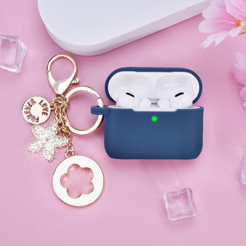 Image of Case for Airpods Pro 1st 2nd Generation - VISOOM Airpods Pro 1 /2 Cases Cover Women Silicone iPod Pro 2 Earbuds Wireless Charging Case Girl Bling Keychain for Apple Airpod Gen Pro 2