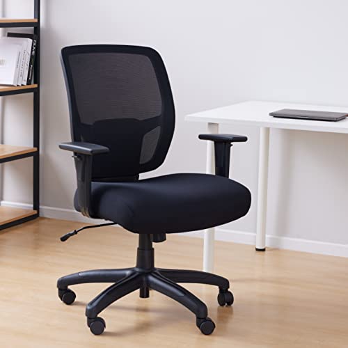 Image of Amazon Basics Big and Tall Mesh Office Chair with Adjustable Armrests, Lumbar Support, Adjustable Height, 400lbs Capacity, Black