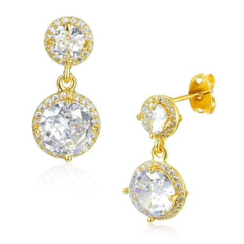 SHINYTE CATALINE 14K Gold Plated Dangle Earrings for women Cubic Zirconia Hoop Earring Hypoallergenic Jewelry for Women