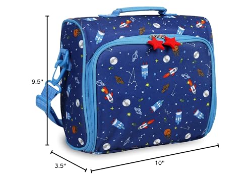 Image of J World Casey Kids Lunch Bag. Cute Insulated Lunch-Box for Boys Girls, Rocket
