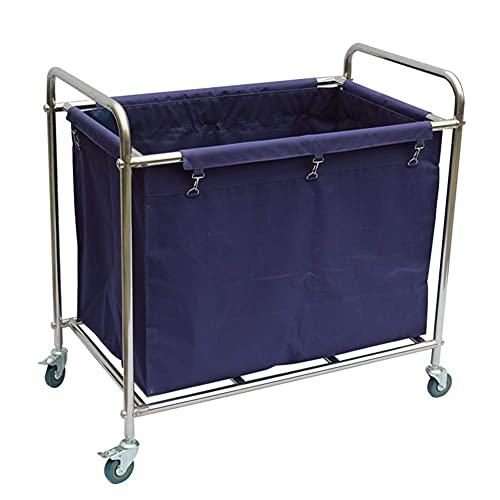 DFEDHF Movable Trolleys, Kitchen Storage Hand Trucks, Laundry Sorter Cart,Hotel Room Service Laundry Room Hotel Cart Trolley,Stainless Steel/Blue/90 * 56 * 90Cm(Blue-90 * 56 * 90Cm)