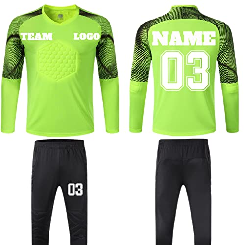 LJYTMZ Ensemble De Maillot De Gardien De But Personnalisé Maillots De Gardien De But pour Enfants Adultes Personnalisez Le Pantalon De Gardien De But avec Le Numéro De Nom De Léquipe, Vert Cover